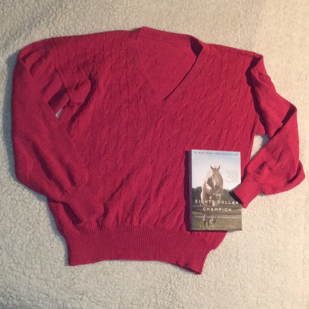 Pink knit style v-neck sweater